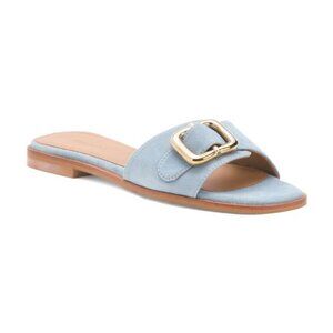FLATTERED Made In Spain Suede Mimi Buckle Flat Sandals